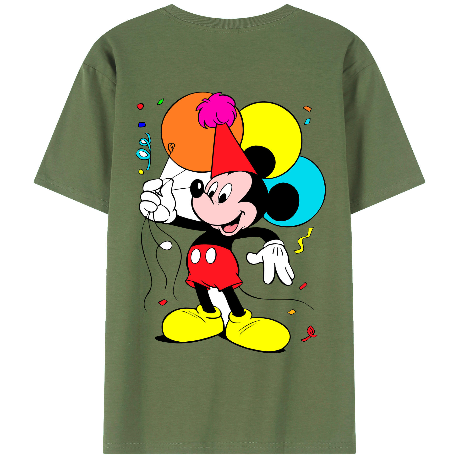 ミッキーマウス Mickey Mouse 綿100％ メンズ半袖Tシャツ（バックプリント） 通気性